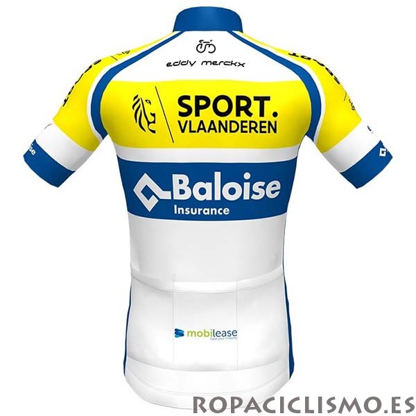 2020 Maillot Sport Vlaanderen-baloise Tirantes Mangas Cortas Blanco Amarillo Azul